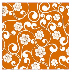 Orange Floral Walls  Square Satin Scarf (36  X 36 ) by ConteMonfreyShop