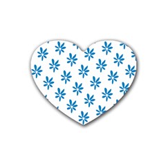 Little Blue Daisies  Rubber Coaster (heart) by ConteMonfreyShop