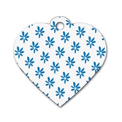 Little Blue Daisies  Dog Tag Heart (two Sides)