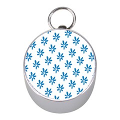 Little Blue Daisies  Silver Compass (mini) by ConteMonfreyShop