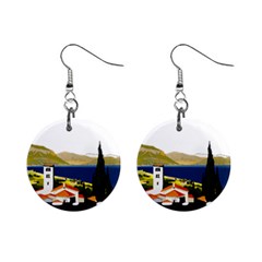 River Small Town Landscape Mini Button Earrings by ConteMonfrey