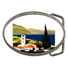 River Small Town Landscape Belt Buckles