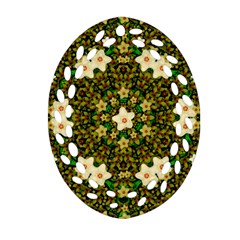 Flower Power And Big Porcelainflowers In Blooming Style Ornament (oval Filigree) by pepitasart