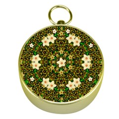 Flower Power And Big Porcelainflowers In Blooming Style Gold Compasses by pepitasart