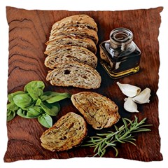 Oil, Basil, Garlic, Bread And Rosemary - Italian Food Large Flano Cushion Case (two Sides) by ConteMonfrey