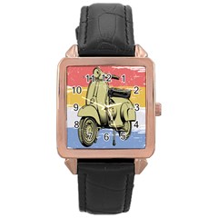 I`m Waiting On My Vespa Rose Gold Leather Watch  by ConteMonfrey