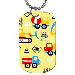 Seamless Pattern Vector Industrial Vehicle Cartoon Dog Tag (two Sides) by Jancukart