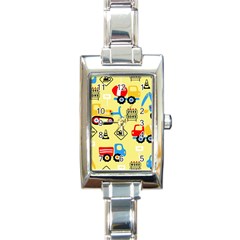 Seamless Pattern Vector Industrial Vehicle Cartoon Rectangle Italian Charm Watch