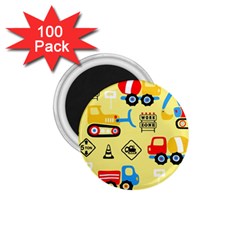 Seamless Pattern Vector Industrial Vehicle Cartoon 1 75  Magnets (100 Pack) 