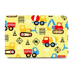 Seamless Pattern Vector Industrial Vehicle Cartoon Plate Mats by Jancukart