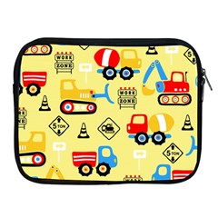 Seamless Pattern Vector Industrial Vehicle Cartoon Apple Ipad 2/3/4 Zipper Cases by Jancukart