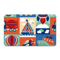 Toy Transport Cartoon Seamless-pattern-with-airplane-aerostat-sail Yacht Vector Illustration Magnet (rectangular)