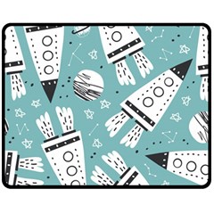 Cute Seamless Pattern With Rocket Planets-stars Double Sided Fleece Blanket (medium)  by BangZart