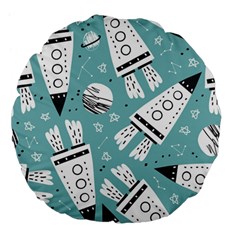 Cute Seamless Pattern With Rocket Planets-stars Large 18  Premium Flano Round Cushions