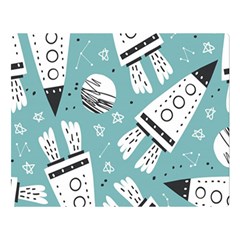 Cute Seamless Pattern With Rocket Planets-stars Double Sided Flano Blanket (large) 