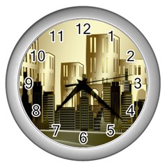 Architecture City House Wall Clock (silver)