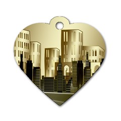 Architecture City House Dog Tag Heart (one Side)