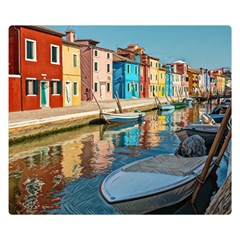Boats In Venice - Colorful Italy Double Sided Flano Blanket (small)  by ConteMonfrey