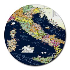 Map Italy Blue Round Mousepads by ConteMonfrey