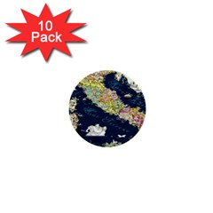 Map Italy Blue 1  Mini Buttons (10 pack) 