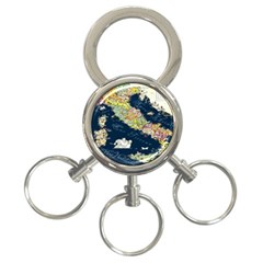 Map Italy Blue 3-Ring Key Chain