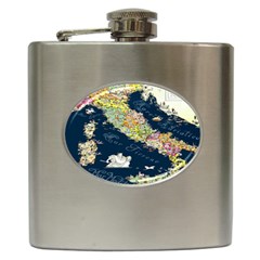 Map Italy Blue Hip Flask (6 oz)