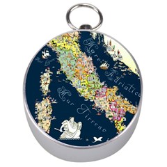 Map Italy Blue  Silver Compass by ConteMonfreyShop