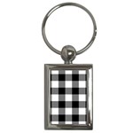 Black and white plaided  Key Chain (Rectangle) Front