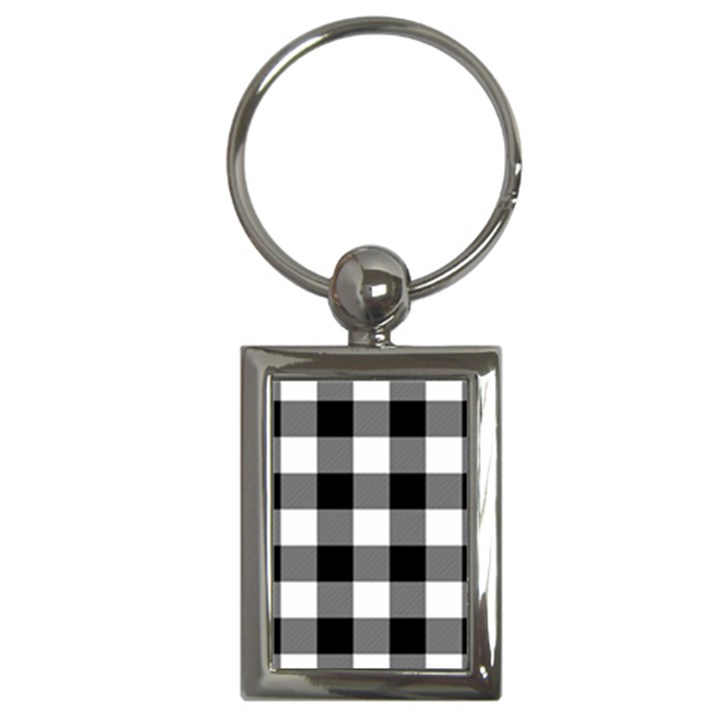 Black and white plaided  Key Chain (Rectangle)