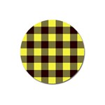 Black and yellow big plaids Magnet 3  (Round) Front