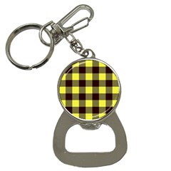 Black And Yellow Big Plaids Bottle Opener Key Chain by ConteMonfrey