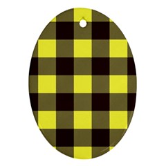 Black And Yellow Big Plaids Oval Ornament (two Sides) by ConteMonfrey