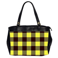 Black And Yellow Big Plaids Oversize Office Handbag (2 Sides)