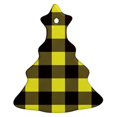 Black And Yellow Big Plaids Christmas Tree Ornament (two Sides) by ConteMonfrey