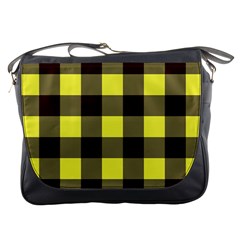 Black And Yellow Big Plaids Messenger Bag