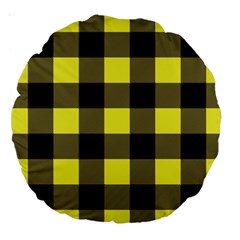 Black And Yellow Big Plaids Large 18  Premium Round Cushions