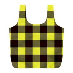 Black And Yellow Big Plaids Full Print Recycle Bag (l)