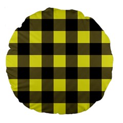 Black And Yellow Big Plaids Large 18  Premium Flano Round Cushions by ConteMonfrey