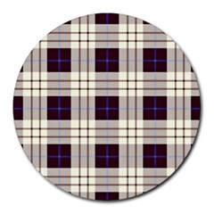 Gray, Purple And Blue Plaids Round Mousepads by ConteMonfrey