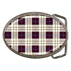 Gray, Purple And Blue Plaids Belt Buckles