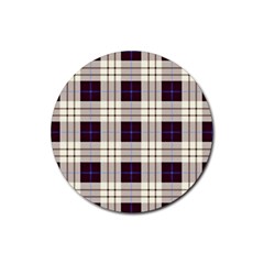 Gray, Purple And Blue Plaids Rubber Coaster (round)