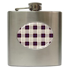 Gray, Purple And Blue Plaids Hip Flask (6 Oz)