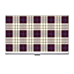 Gray, Purple And Blue Plaids Business Card Holder