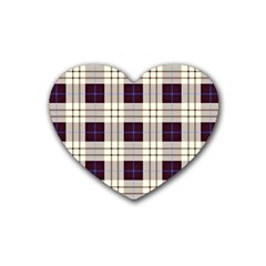 Gray, Purple And Blue Plaids Rubber Coaster (heart)