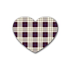 Gray, Purple And Blue Plaids Rubber Heart Coaster (4 Pack)