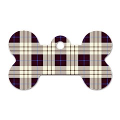 Gray, Purple And Blue Plaids Dog Tag Bone (one Side)