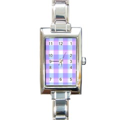 Cotton Candy Plaids - Blue, Pink, White Rectangle Italian Charm Watch