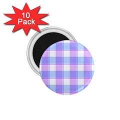 Cotton Candy Plaids - Blue, Pink, White 1 75  Magnets (10 Pack) 