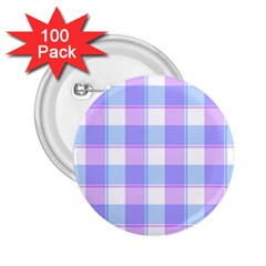 Cotton Candy Plaids - Blue, Pink, White 2 25  Buttons (100 Pack) 
