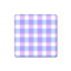 Cotton Candy Plaids - Blue, Pink, White Square Magnet